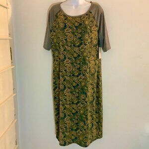 LuLaRoe Tee Shirt Dress NWT XL Gray / Tan